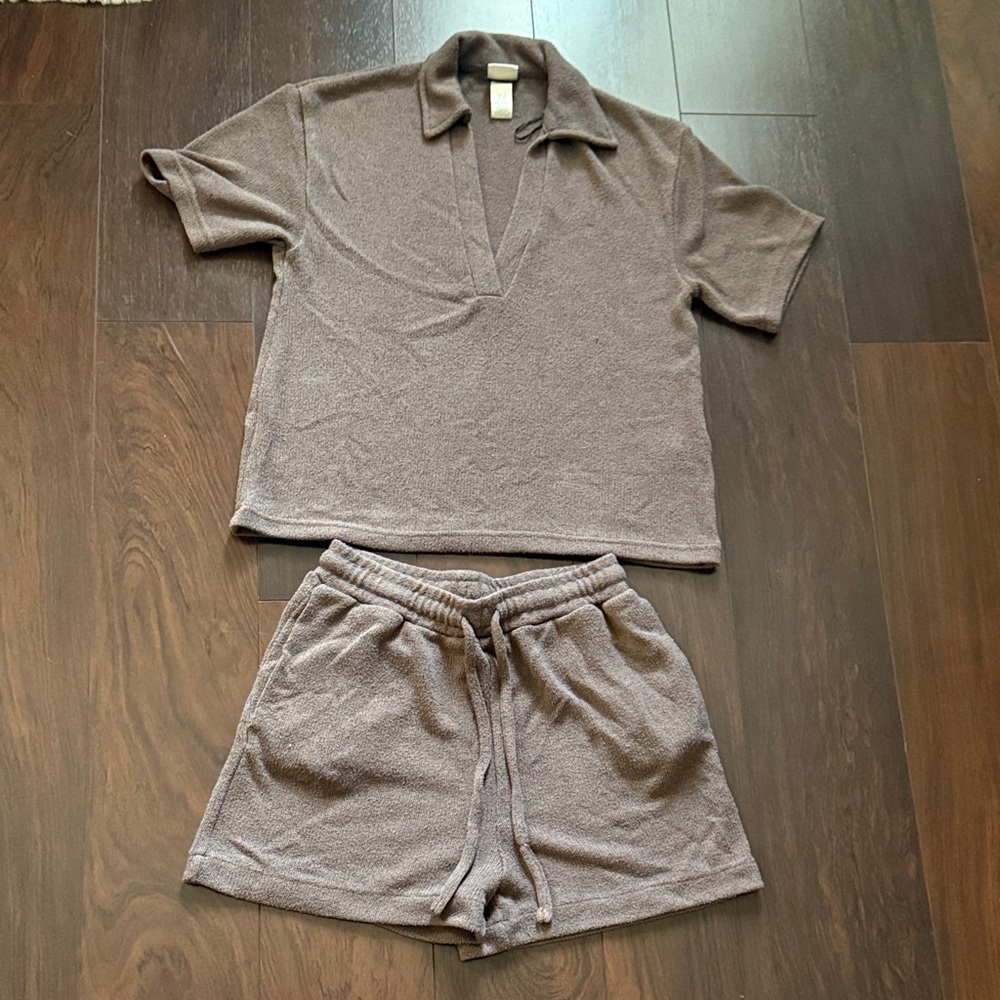 H&M Women's Terry Cloth Lounge Set - Brown